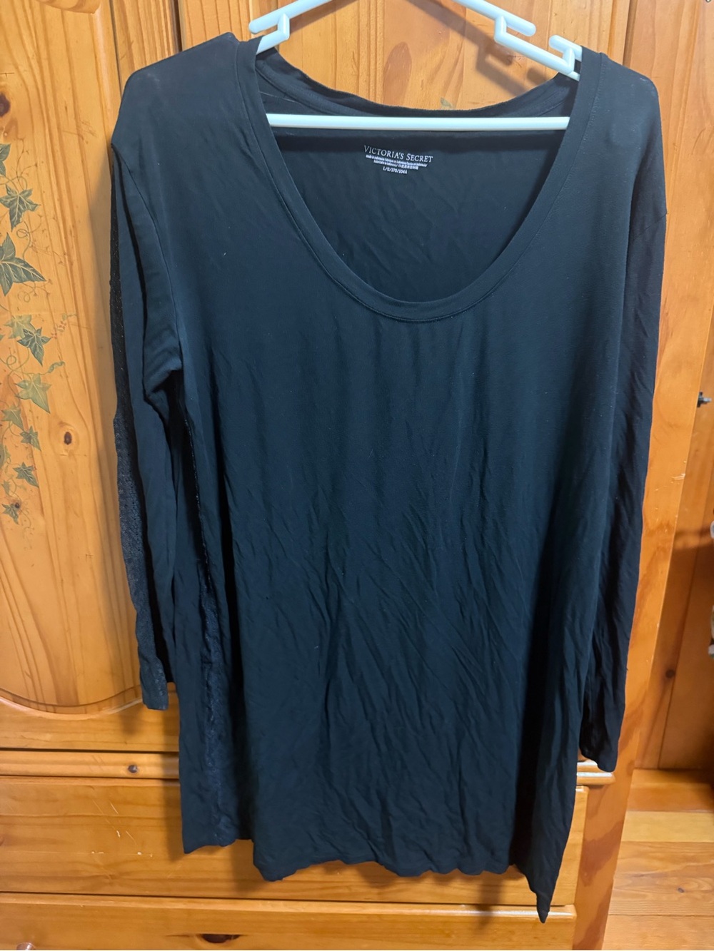 Victoria's Secret Black Long Sleeve Scoop PJs